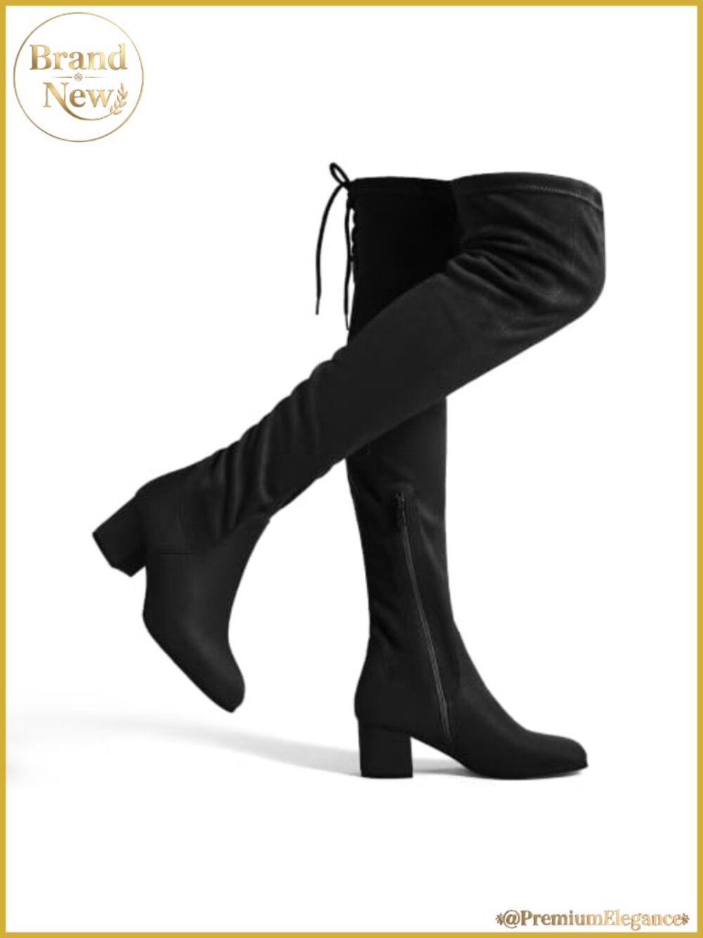 Women's Over the Knee Thigh High Boots Suede Round Toe Block Heel